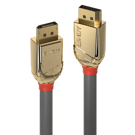Lindy Gold Line sivá / DisplayPort kábel / 1 m / 8K 60Hz / pozlátené konektory