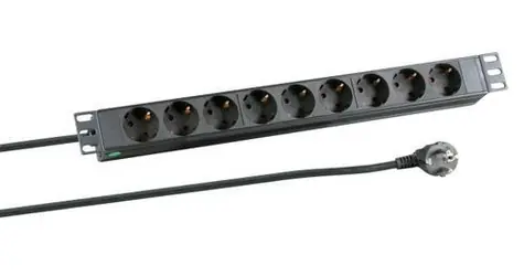 EFB EK631DE.1 čierna / PDU / 19" 1U / 9x Schuko zásuvka / bez vypínača / 2 m kábel