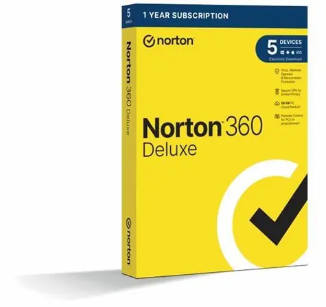 Norton 360 Deluxe / Antivírusový softvér / 5 zariadení / 50 GB úložiska / 1 rok / CZ