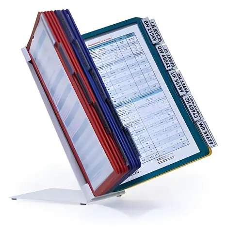 Durable VarioTable Stolný prezentačný stojan / 20 panelov A4 / mix farieb / kov, plast