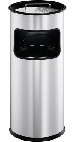 Durable Odpadkový kôš s popolníkom okrúhly strieborná / Odpadkový kôš / kov / 17 l / O26 cm