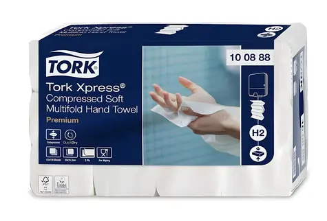 Tork Xpress Premium Soft H2 biela / Papierové uteráky skladané / 2 vrstvy / Multifold M / 12x170 listov