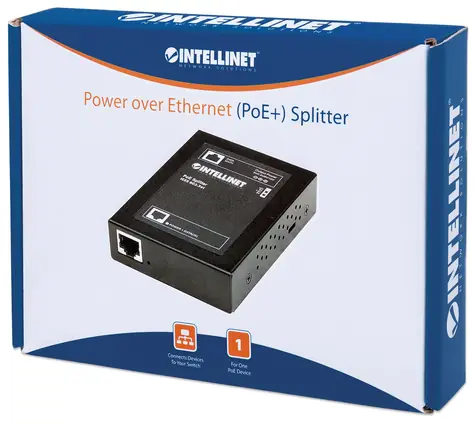 Intellinet PoE+ Splitter / Splitter PoE / IEEE 802.3 AF/at / nastaviteľné 5-12V DC / 25,4 W / kov