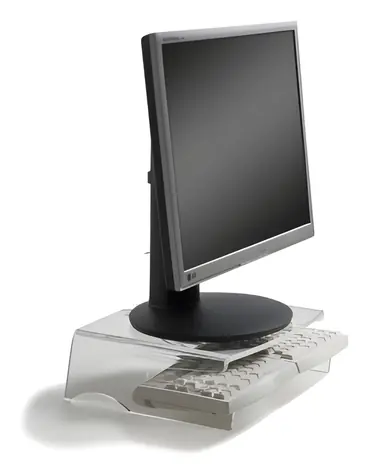 BakkerElkhuizen Q-Riser 100 transparentný / Podstavec pod monitor / výška 105 mm / nosnosť 10 kg / 10-30"