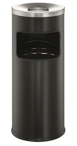 Durable Safe čierna / Odpadkový kôš s popolníkom / okrúhly / 17 l