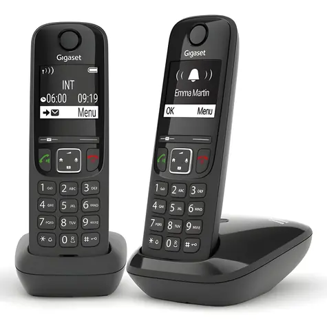 Gigaset AS690 Duo čierna / Bezdrôtový domáci telefón / 2 slúchadlá / Telefónny zoznam 100 čísel