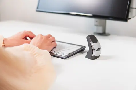 BakkerElkhuizen DXT Precision šedá / Ergonomická myš / RF Wireless + Bluetooth / 2000 DPI / 3 tlačidlá