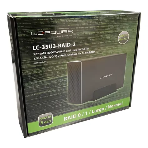 LC-Power LC-35U3-RAID-2 čierna / Box pre 2x 3,5" HDD / SATA / RAID / USB 3.2 Gen 1