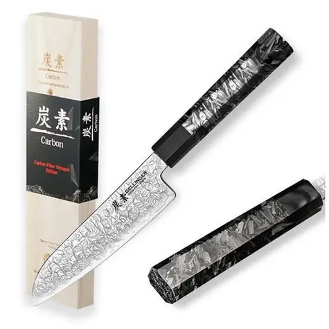 Dellinger KO-Santoku Carbon Fiber Octagon / Kuchynský nôž / Santoku / 140 mm