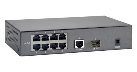LevelOne PoE+ switch 8x FE 90W / Switch / Unmanaged / 8x FE PoE portov / 1x GbE + 1x SFP / kovové telo