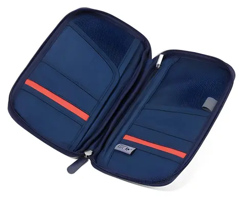 TROIKA Puzdro na cestovné doklady SAFE FLIGHT tmavo modré / RFID ochrana / 12 priehradok / Polyester