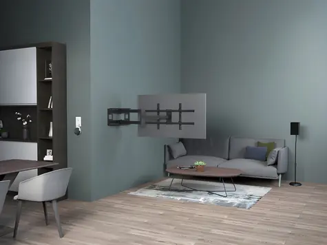 Equip 43"-80" čierna / Nástenný držiak TV / výklopný, 4 kĺby / VESA 800x400 / nosnosť 50 kg