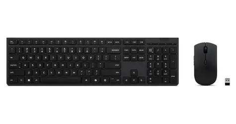 Lenovo Professional Wireless Rechargeable Combo čierna / Bezdrôtový set klávesnice a myši / Bluetooth + 2,4 GHz