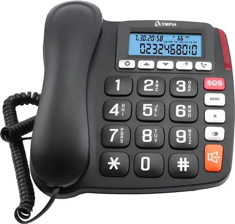 Olympia 4520 čierna / Telefón s veľkými tlačidlami / SOS tlačidlo / Handsfree / LCD displej