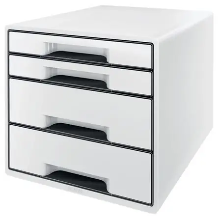 Leitz Wow CUBE biela / Zásuvkový box / 4 zásuvky / plast