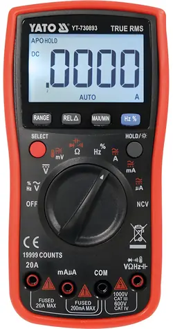 YATO YT-730893 / Digitálny multimeter / True RMS / LCD 19999 / NCV / AC / DC 1000V