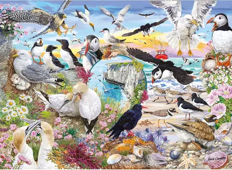 GIBSONS Puzzle RSPB: Krídla v divočine / 4x500 dielikov / 49 x 34 cm