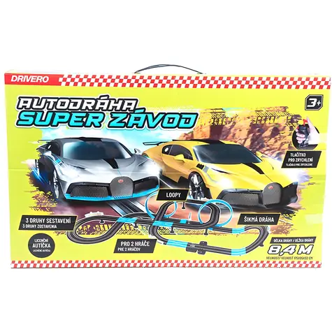 MAC TOYS Autodráha DRIVERO 8,4 m / 3 varianty zostavenia / 2 autá Bugatti