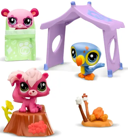 Hasbro Littlest Pet Shop Dobrodružstvo pri kempovaní / 3 figúrky / 6 doplnkov