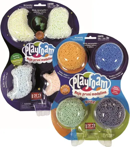 PLAYFOAM Guľôčková modelína Sada 1+1 / 4 farebné + 4 svietiace guličky / od 3 rokov