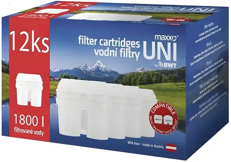 Maxxo UNI filtračné vložky do kanvíc / Filtračná vložka / 12 ks / Pro Laica Biflux, Brita Maxtra, BWT