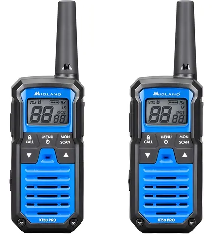 Midland XT50 PRO modrá / Vysielačka / Sada 2 ks / 84 kanálov / VOX / IPX2 / PMR 446 MHz