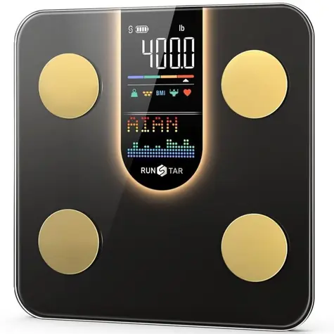 RunStar 4E SmartView Lite zlato-čierna / Osobná váha / Bluetooth / 4 senzory / do 180 kg
