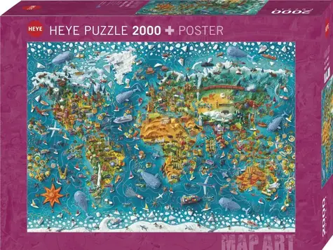 HEYE Puzzle Map Art: Miniatúrny svet / 2000 dielikov / 97 × 69 cm