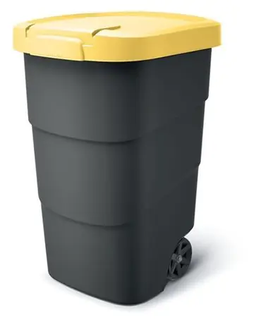 Prosperplast Popolnice Wheeler 95 l antracit, žlté veko / Plast / V 76,2 × Š 49,6 cm