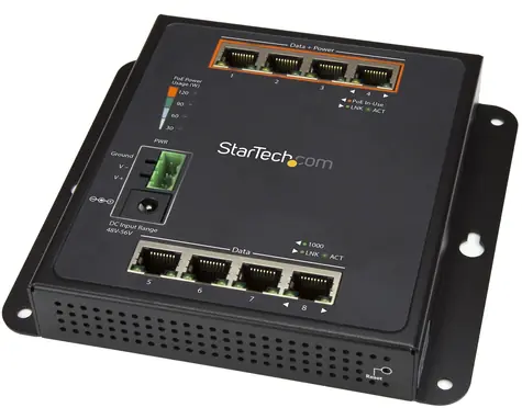 StarTech Switch 8 portov PoE+ / Switch / Unmanaged / 4X RJ45 / 4X PoE+ / 2 Gbit/s