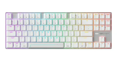 Cherry XTRFY MX 8.2 Pre TMR bielo-strieborná / Herná klávesnica / TKL / magnetické spínače / US Int. layout / bezdrôtová