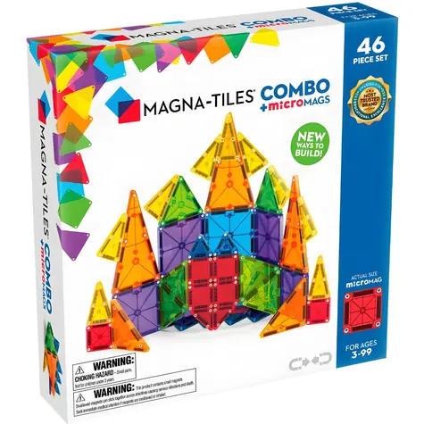 MAGNA-TILES Magnetická stavebnica Combo 46 ks / 20 klasických + 26 microMAGS dielikov