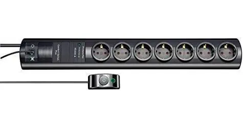 Brennenstuhl Primera-Tec Comfort Switch PLUS čierna / Predlžovací kábel / 7x zásuvka / nožný spínač / 2 m