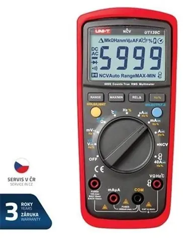 UNI-T UT139C / Multimeter / True RMS / CAT III 600 V / NCV / Podsvietenie LCD