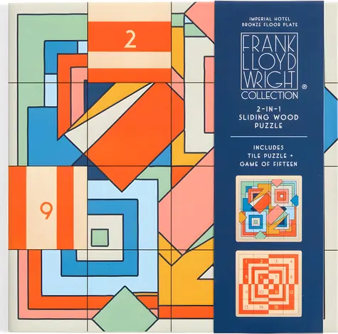 Galison Posuvné drevené puzzle Frank Lloyd Wright: Imperial Hotel / 2v1 / 16 dielikov