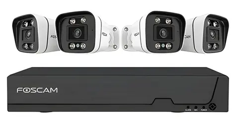Foscam FNA108E B4 2T čierno-biela / Kamerový set / 8kanálový NVR / 4X kamera / 4K / PoE / 2TB HDD