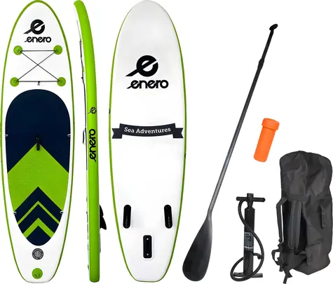 ENERO Paddleboard 275x76x10 cm zeleno-čierno-biela / Nafukovacie / Nosnosť 85 kg / Sada s pádlom