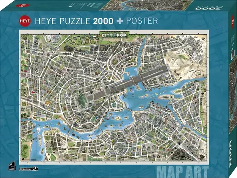 HEYE Puzzle Map Art: Mesto popu / 2000 dielikov / 97 × 69 cm