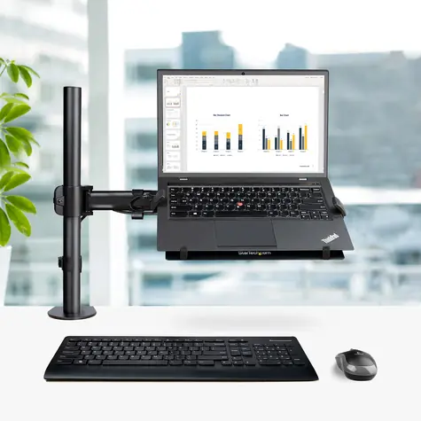 StarTech VESA držiak notebooku čierna / Držiak notebooku / VESA 75x75 a 100x100 mm / nosnosť 8 kg / rotácia 360°
