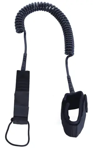 ENERO Poistné lanko na paddleboard čierne / Lanko / Špirálové / Suchý zips / 275 cm