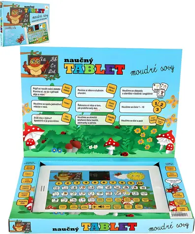 TEDDIES Náučný tablet Múdre sovy / Dvojjazyčný CZ/EN / Dotykový LCD displej