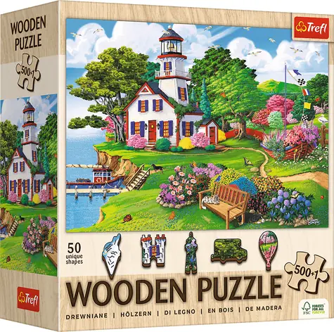 Trefl Drevené puzzle Letný raj / 501 dielikov / 37,5 x 25,4 cm / obojstranné