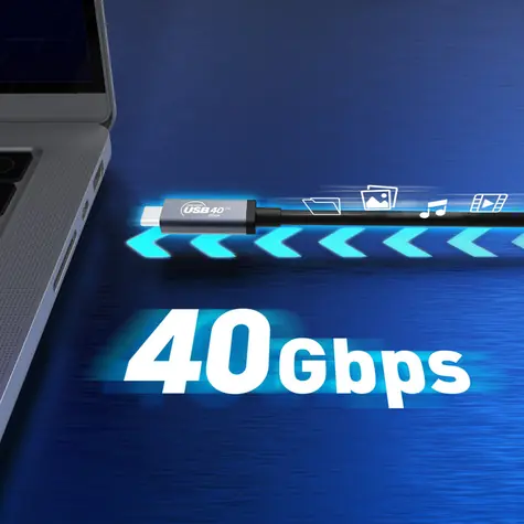 J5Create USB4 kábel 240W čierna / Kábel / USB-C - USB-C / 40 Gbps / PD 240 W / 0,8 m