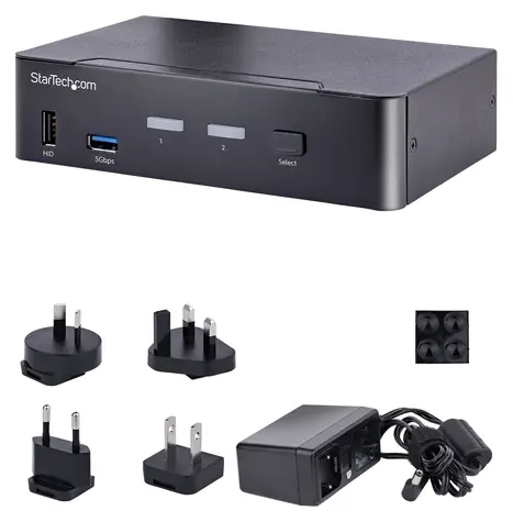 StarTech USB-C KVM prepínač 2 porty DisplayPort / KVM prepínač / 4K 60Hz UHD HDR / 4X USB HID / 3,5 mm audio