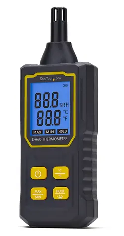 StarTech teplomer a vlhkomer šedý / Teplomer a vlhkomer / LCD displej / podsvietenie / 3x AAA batérie