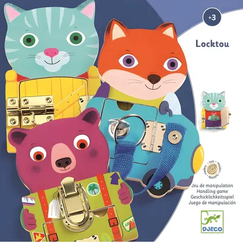 DJECO Motorická hračka Zamykacie zvieratká / Motorická hračka / 3 zvieratká / od 3 rokov