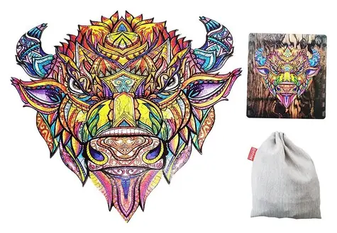 Drevené puzzle Bizon XL / 137 dielikov / darčeková krabička