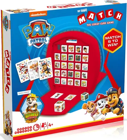 NICKELODEON Stolová hra Top Trumps Match Tlapková patrola / 25 kociek / 15 kariet / CZ návod