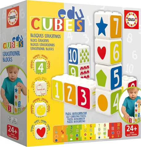 Educa Skladacie kocky EduCubes Baby / Plastové kocky s obrázkami zvierat / rozvoj motoriky a zmyslov