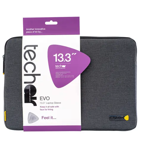 Techair Evo Pre sivá / Púzdro na notebook / 12" - 13,3" / Umelá kožušina, pena, ripstop